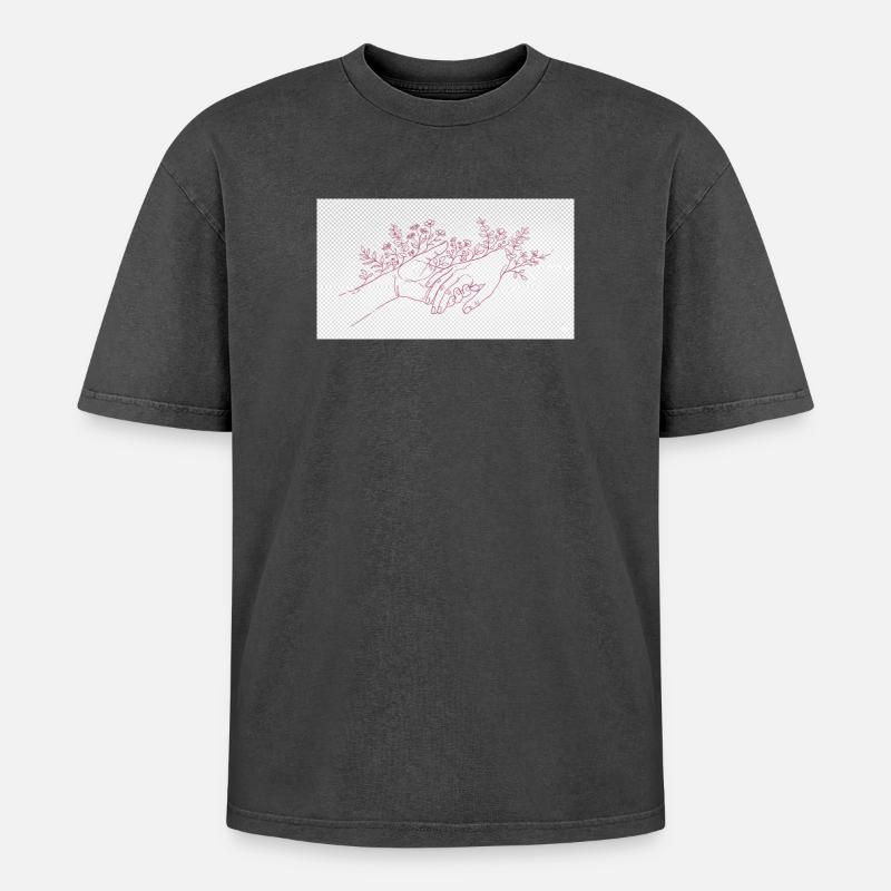 Hand of the Protector - Oversized Unisex Premium Acid-Washed T-Shirt - acid washed black