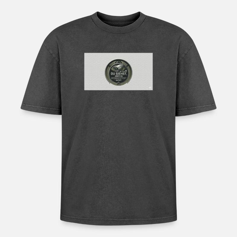 DU SIEHST - Oversized Unisex Premium Acid-Washed T-Shirt - Schwarz Acid Wash