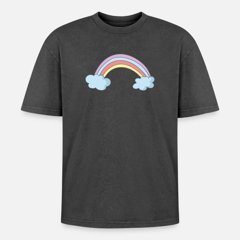 rainbow - Oversized Unisex Premium Acid-Washed T-Shirt - acid washed black