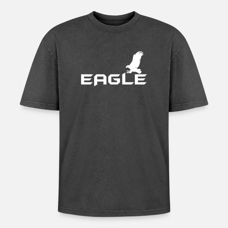 Eagle - eagle - Oversized Unisex Premium Acid-Washed T-Shirt - acid washed black