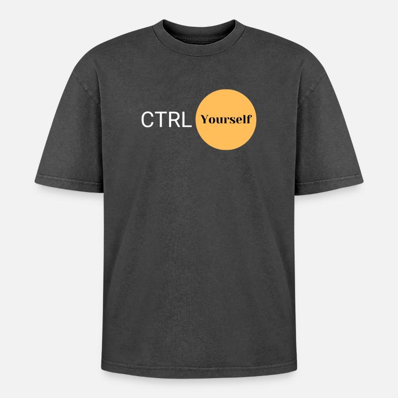 CTRL Yourself - Oversized Unisex Premium Acid-Washed T-Shirt - acid washed black