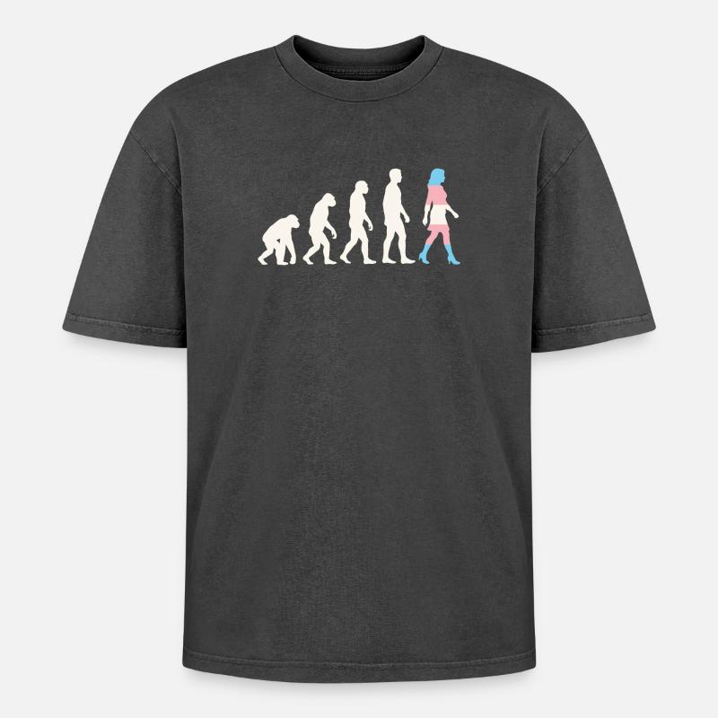 LGBTQ-Pride-Monat – Trans-Evolution - Oversized Unisex Premium Acid-Washed T-Shirt - Schwarz Acid Wash