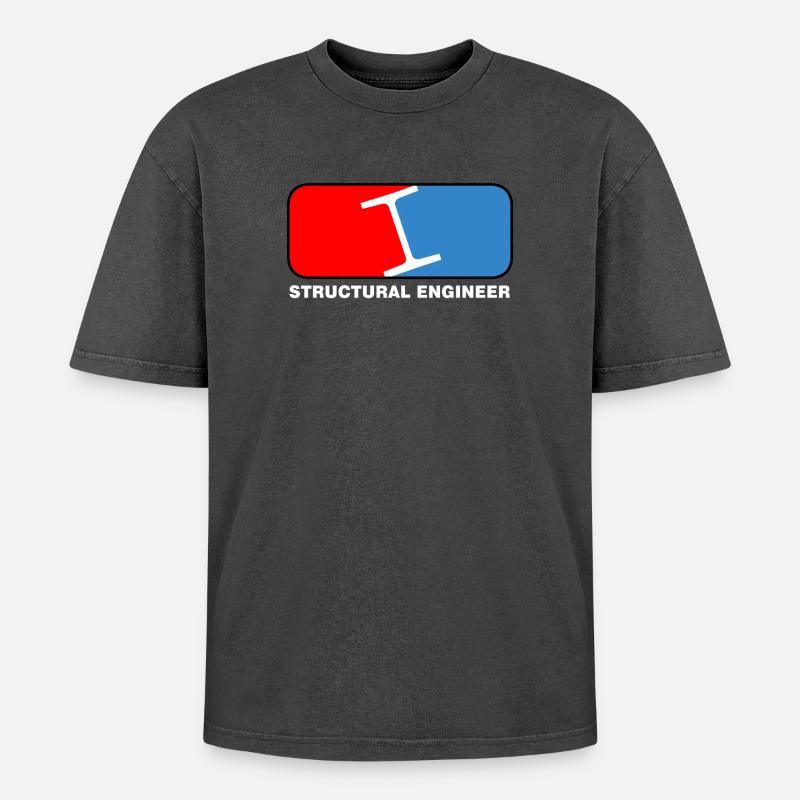 Structural Engineer League White Text - T-shirt Premium unisexe oversize acid-washed - noir délavé acide