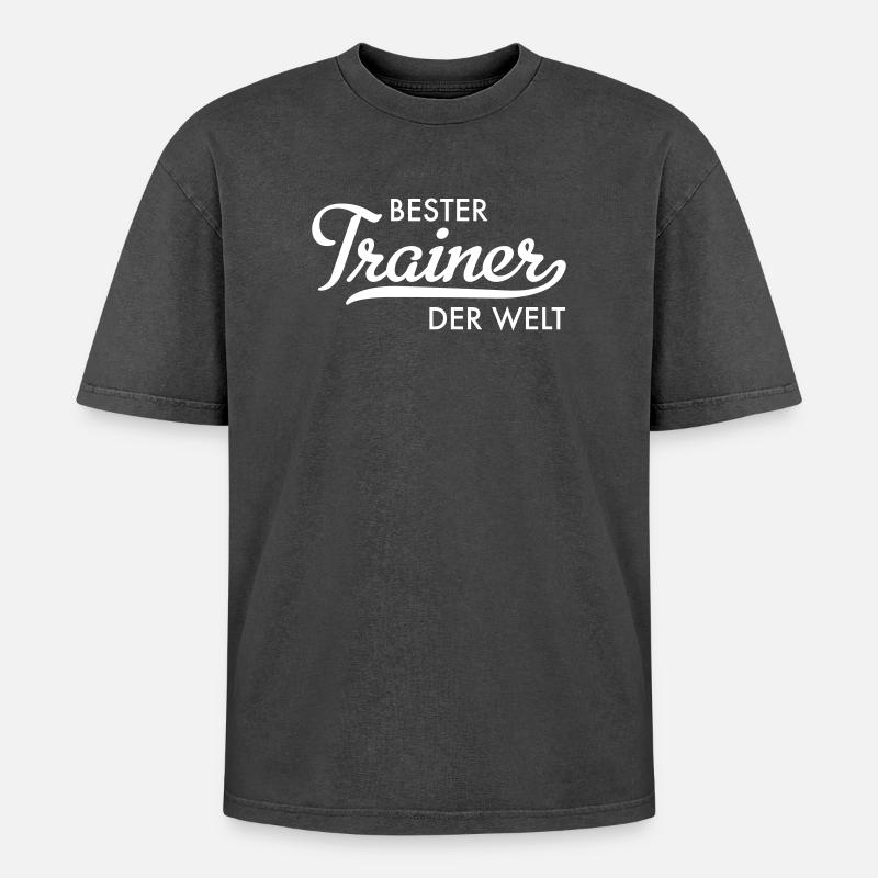 bester trainer der welt - Oversized Unisex Premium Acid-Washed T-Shirt - Schwarz Acid Wash