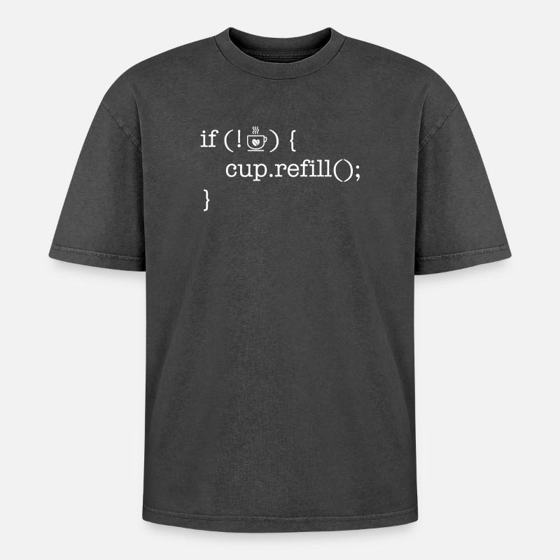 Coffee code lover software developer programmer - Oversized Unisex Premium Acid-Washed T-Shirt - acid washed black