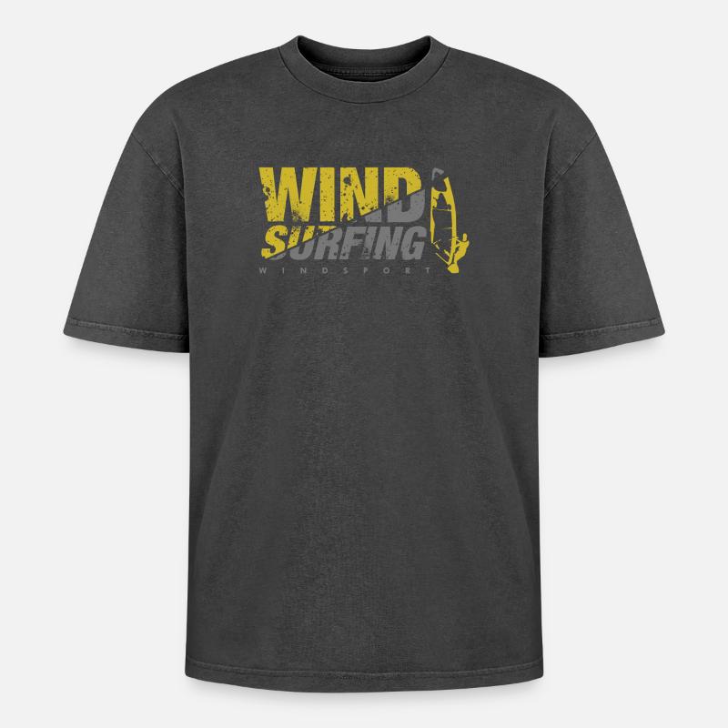 WINDSURFING windsurfing - Oversized Unisex Premium Acid-Washed T-Shirt - acid washed black