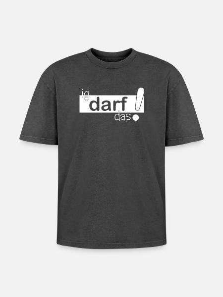 ig darf das! - Oversized Unisex Premium Acid-Washed T-Shirt - Schwarz Acid Wash
