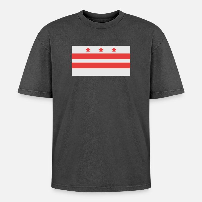 Drapeau de Washington - T-shirt Premium unisexe oversize acid-washed - noir délavé acide