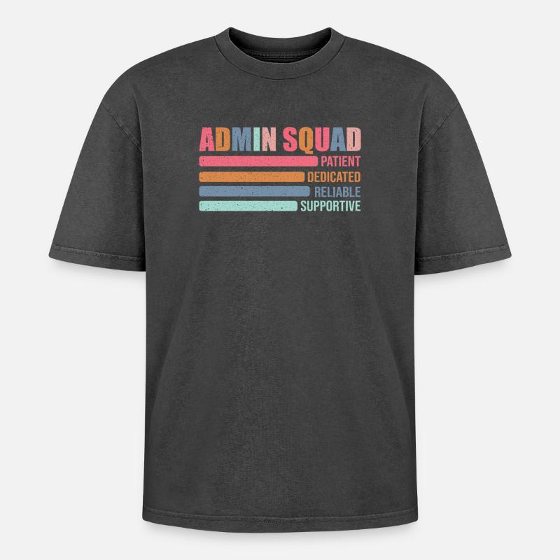 Admin Squad: Patiently Supportive - Oversized Unisex Premium Acid-Washed T-Shirt - acid washed black