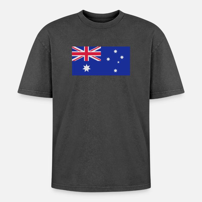 Le drapeau australien - T-shirt Premium unisexe oversize acid-washed - noir délavé acide