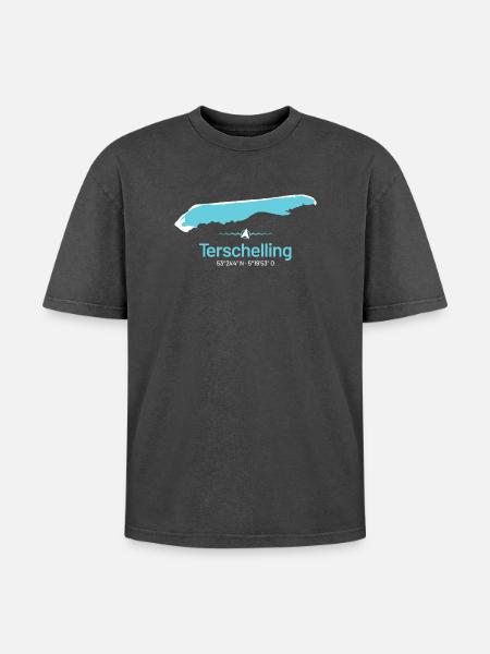 Terschelling | Design map - Oversized Unisex Premium Acid-Washed T-Shirt - acid washed black