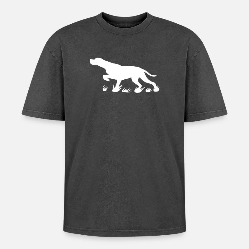 Pointer vorstehend (weiss) - Oversized Unisex Premium Acid-Washed T-Shirt - Schwarz Acid Wash