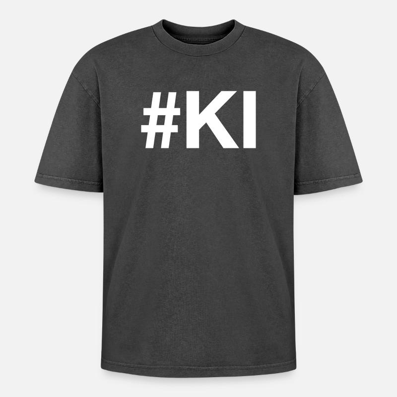 AI Artificial Intelligence - Oversized Unisex Premium Acid-Washed T-Shirt - acid washed black