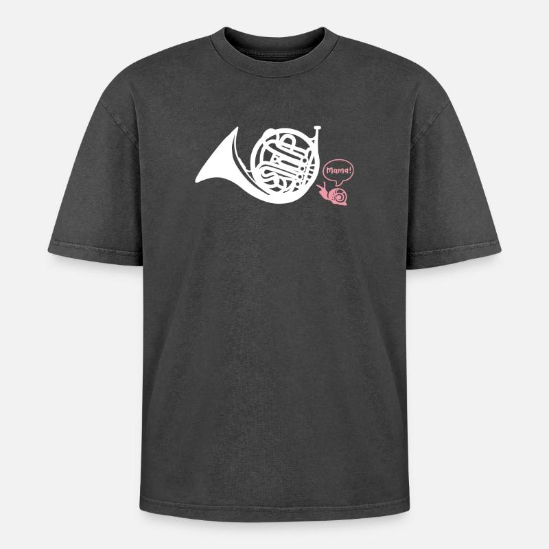 Waldhorn Hornist - Oversized Unisex Premium Acid-Washed T-Shirt - Schwarz Acid Wash
