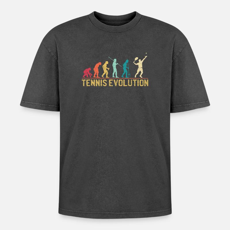 Tennis Evolution Evolution Conception graphique - T-shirt Premium unisexe oversize acid-washed - noir délavé acide