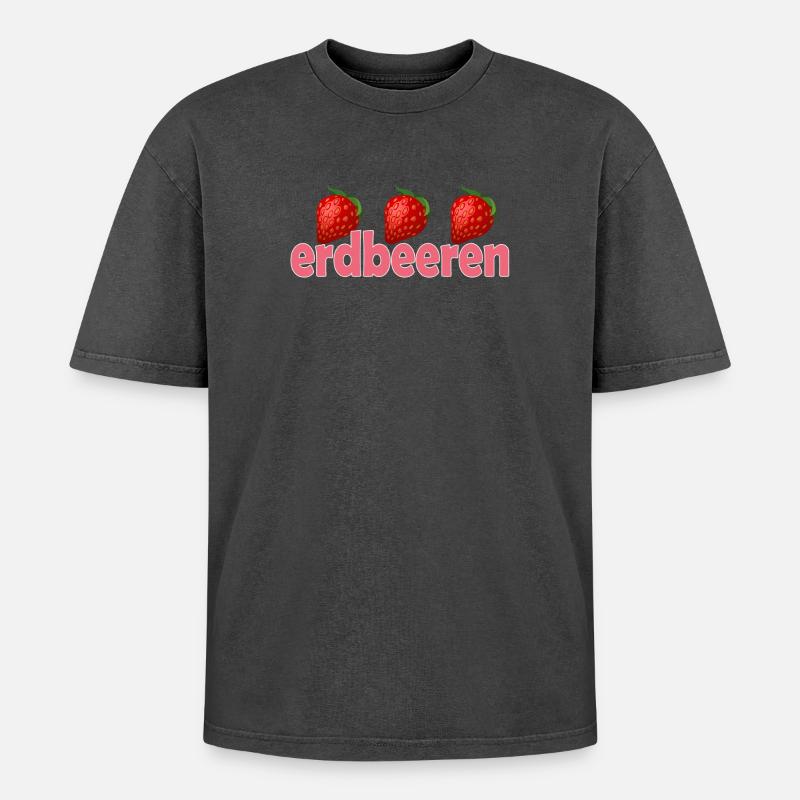 ERDBEEREN - Oversized Unisex Premium Acid-Washed T-Shirt - Schwarz Acid Wash