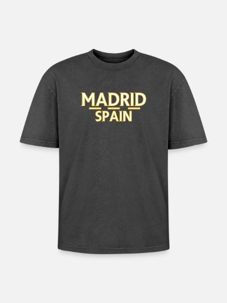 Madrid – Spain - Oversized Unisex Premium Acid-Washed T-Shirt - acid washed black