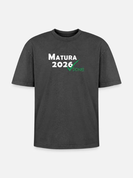 Matura 2026 Done - Oversized Unisex Premium Acid-Washed T-Shirt - Schwarz Acid Wash