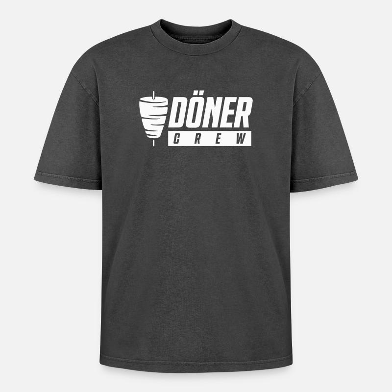 Döner Crew - Oversized Unisex Premium Acid-Washed T-Shirt - acid washed black