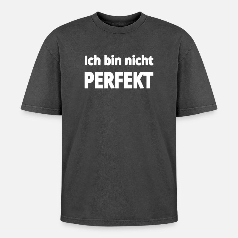 Perfekt - Oversized Unisex Premium Acid-Washed T-Shirt - Schwarz Acid Wash