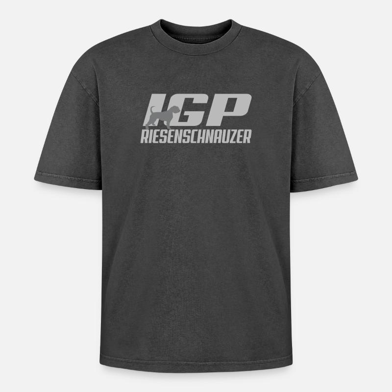 Schnauzer géant IGP - T-shirt Premium unisexe oversize acid-washed - noir délavé acide