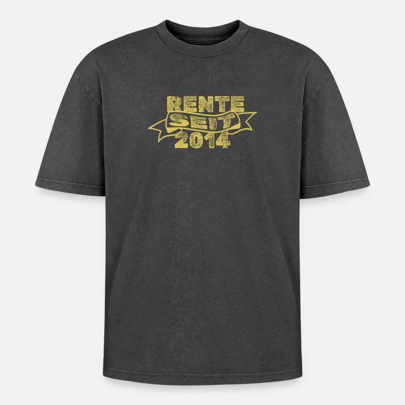 Rente 2014 - Oversized Unisex Premium Acid-Washed T-Shirt - Schwarz Acid Wash