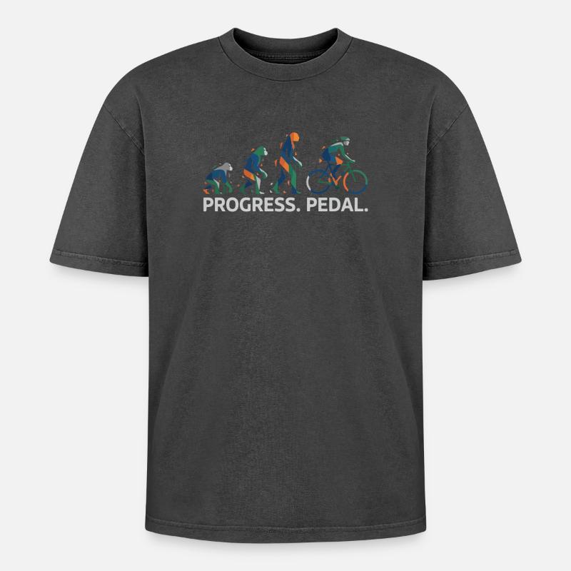 Progress Pedal Evolution - Oversized Unisex Premium Acid-Washed T-Shirt - acid washed black