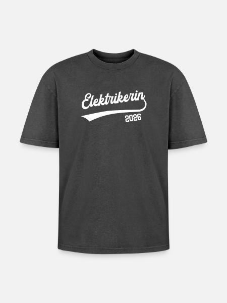 Electrician 2026 Electrician Woman Training Apprenticeship - Oversized Unisex Premium Acid-Washed T-Shirt - acid washed black