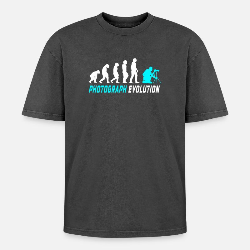 Photographe Evolution - T-shirt Premium unisexe oversize acid-washed - noir délavé acide