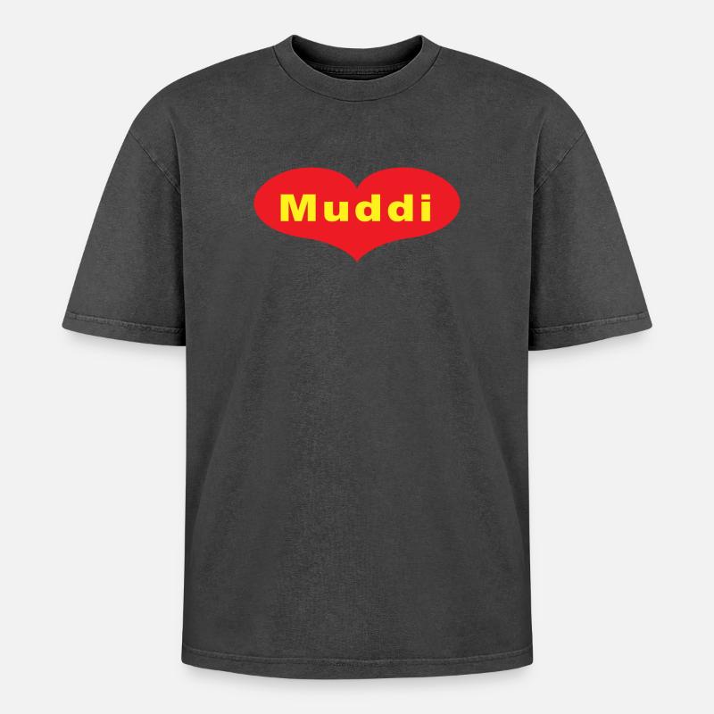 Muddi - Oversized Unisex Premium Acid-Washed T-Shirt - acid washed black