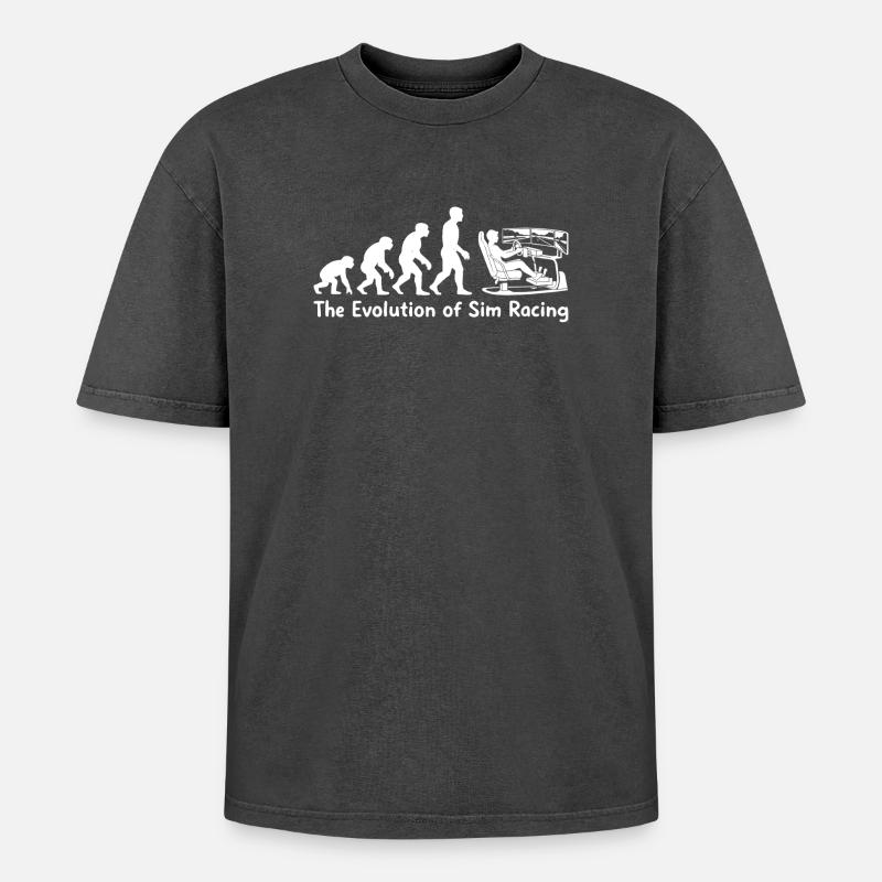 The Evolution of Sim Racing - Oversized Unisex Premium Acid-Washed T-Shirt - acid washed black