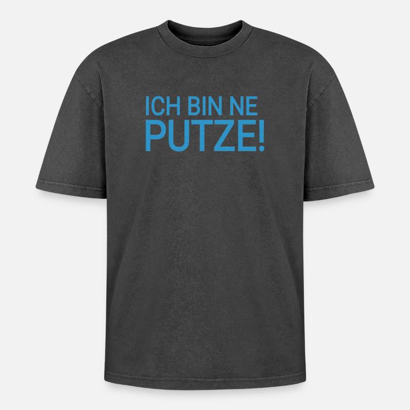 Putze  - Oversized Unisex Premium Acid-Washed T-Shirt - Schwarz Acid Wash