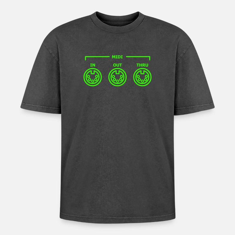 general midi - Oversized Unisex Premium Acid-Washed T-Shirt - acid washed black