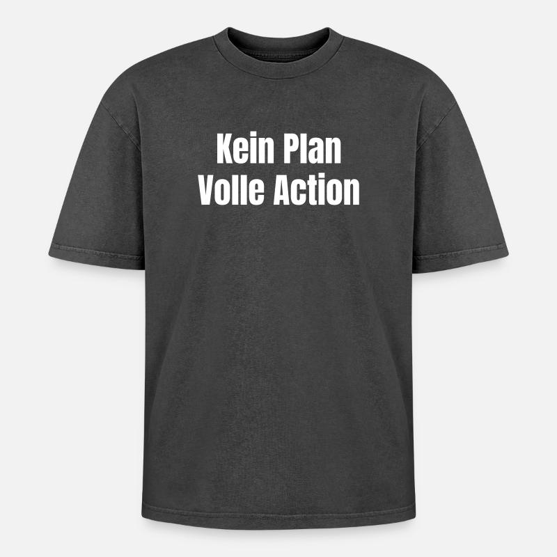 No plan Full action - Oversized Unisex Premium Acid-Washed T-Shirt - acid washed black