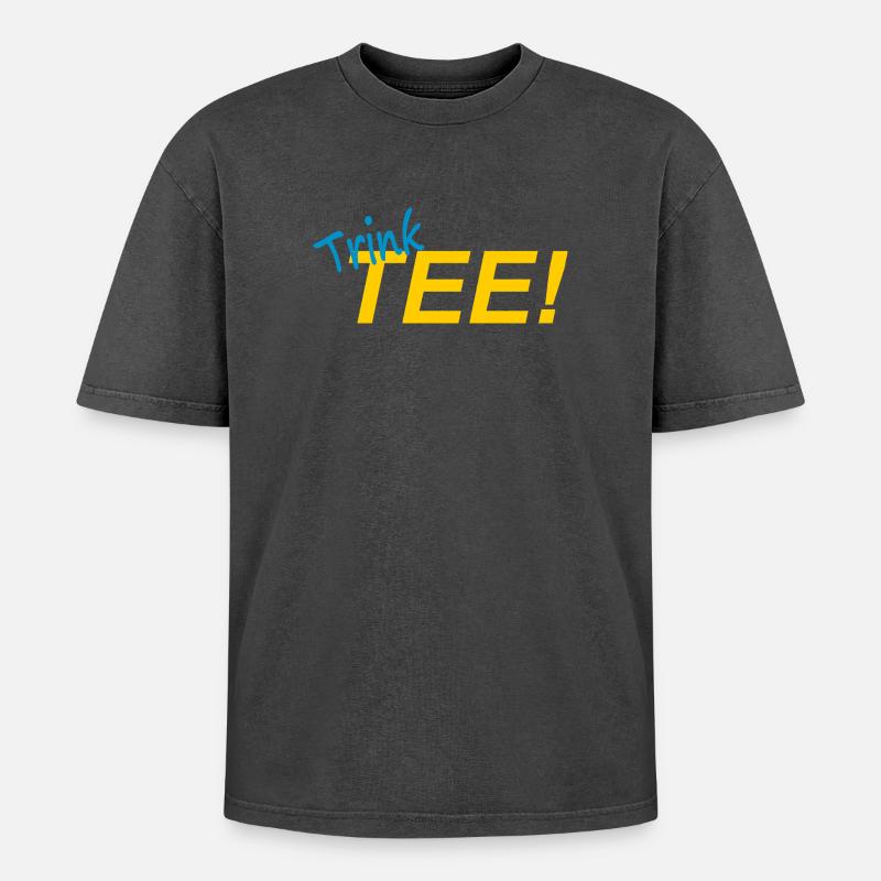DRINK TEA! - Oversized Unisex Premium Acid-Washed T-Shirt - acid washed black