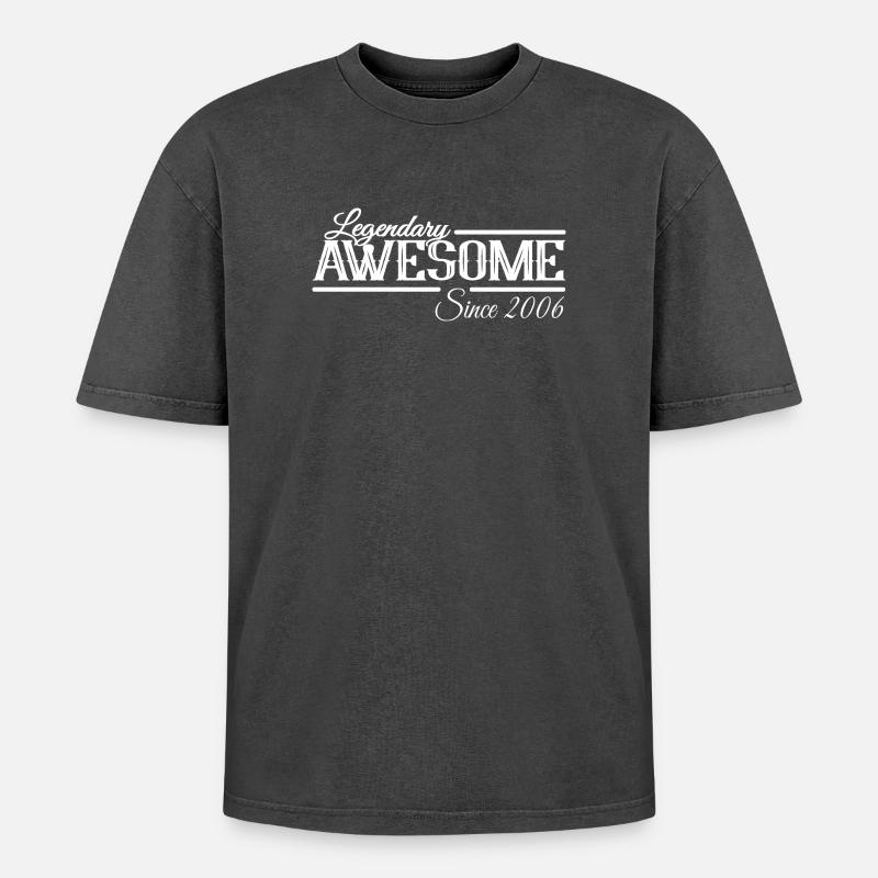 Legendary and Awesome since 2006 - Oversized Unisex Premium Acid-Washed T-Shirt - acid washed black