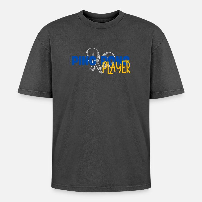 Ping Pong Player - Oversized Unisex Premium Acid-Washed T-Shirt - acid washed black
