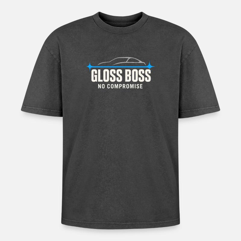 Auto Detailer Buffer Pro Paint - Oversized Unisex Premium Acid-Washed T-Shirt - Schwarz Acid Wash