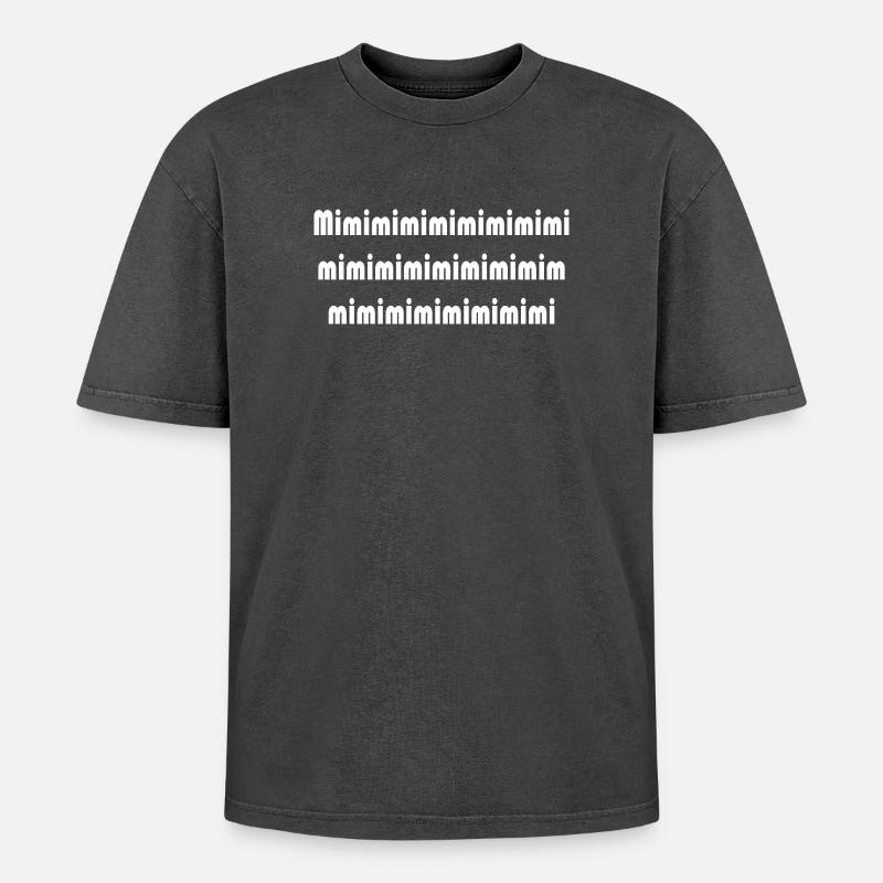 Mimi Typografie Muster Pattern - Oversized Unisex Premium Acid-Washed T-Shirt - Schwarz Acid Wash