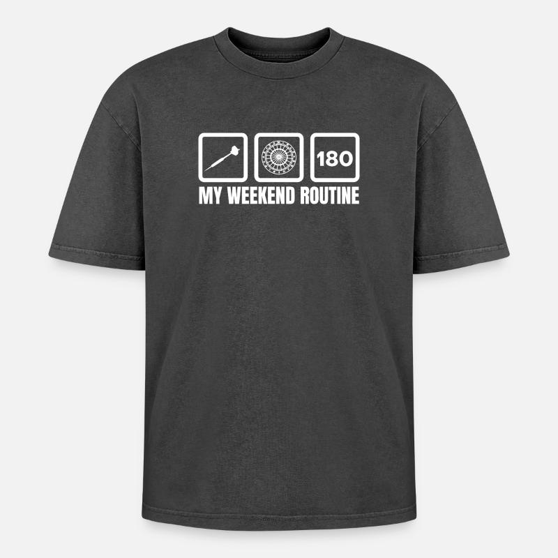 Darts Weekend - Oversized Unisex Premium Acid-Washed T-Shirt - acid washed black
