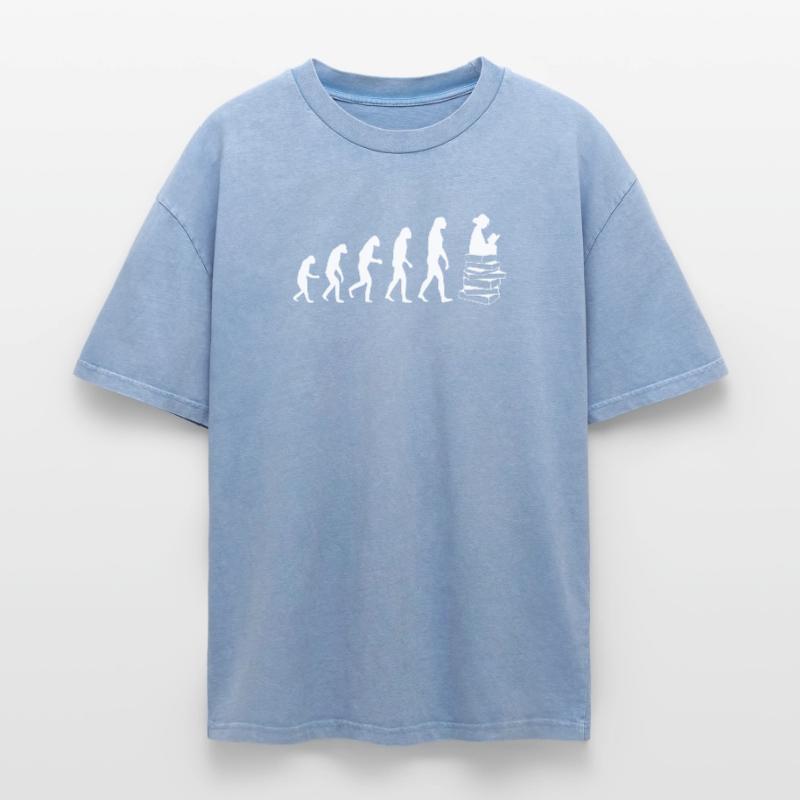 Read Evolution white Oversized Unisex Premium Acid-Washed T-Shirt