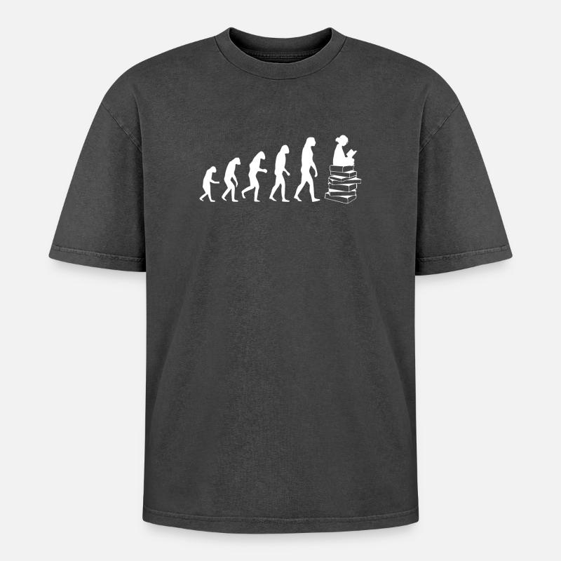 Lire evolution white - T-shirt Premium unisexe oversize acid-washed - noir délavé acide
