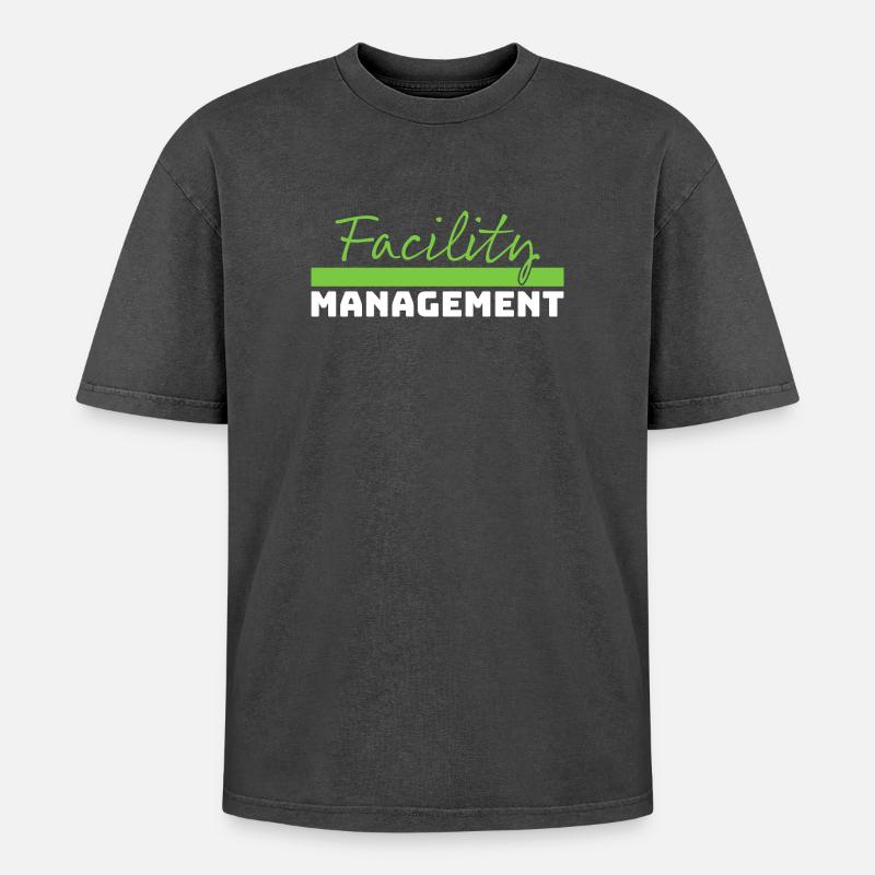 Tshirt Facility Management vert blanc - T-shirt Premium unisexe oversize acid-washed - noir délavé acide