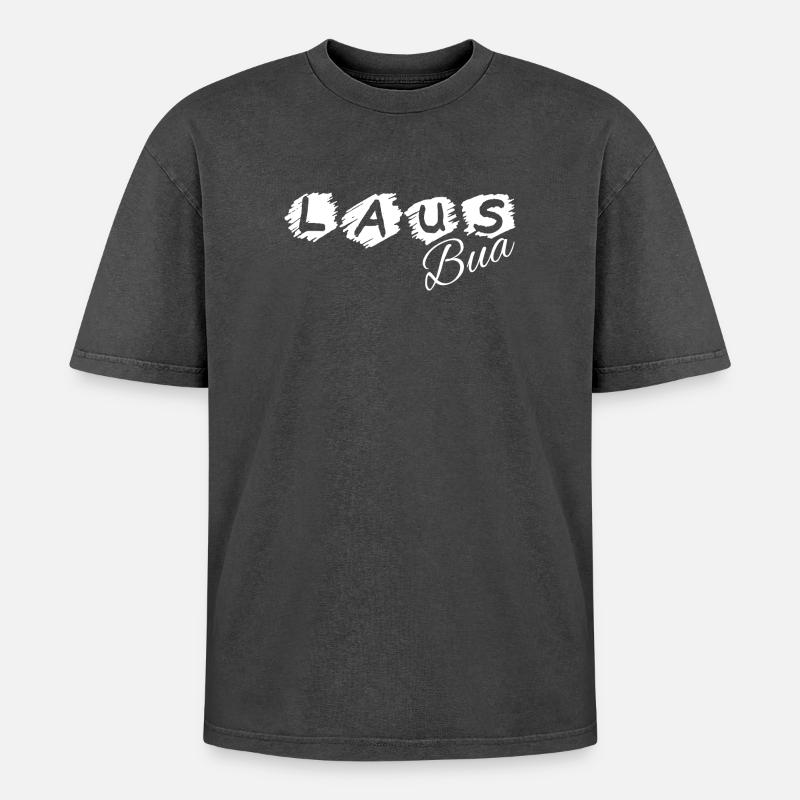 Lausbua - Lausbub - vilain garçon, dialecte - T-shirt Premium unisexe oversize acid-washed - noir délavé acide
