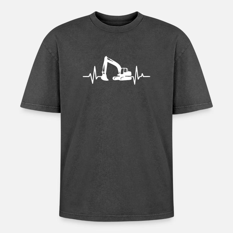 Bauprojekt Bagger Silhouette Design - Oversized Unisex Premium Acid-Washed T-Shirt - Schwarz Acid Wash