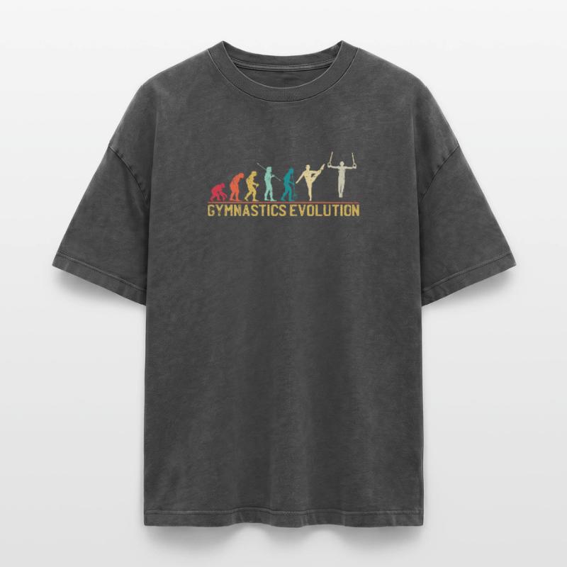 Gymnastics Evolution Graphic Tee Oversized Unisex Premium Acid-Washed T-Shirt