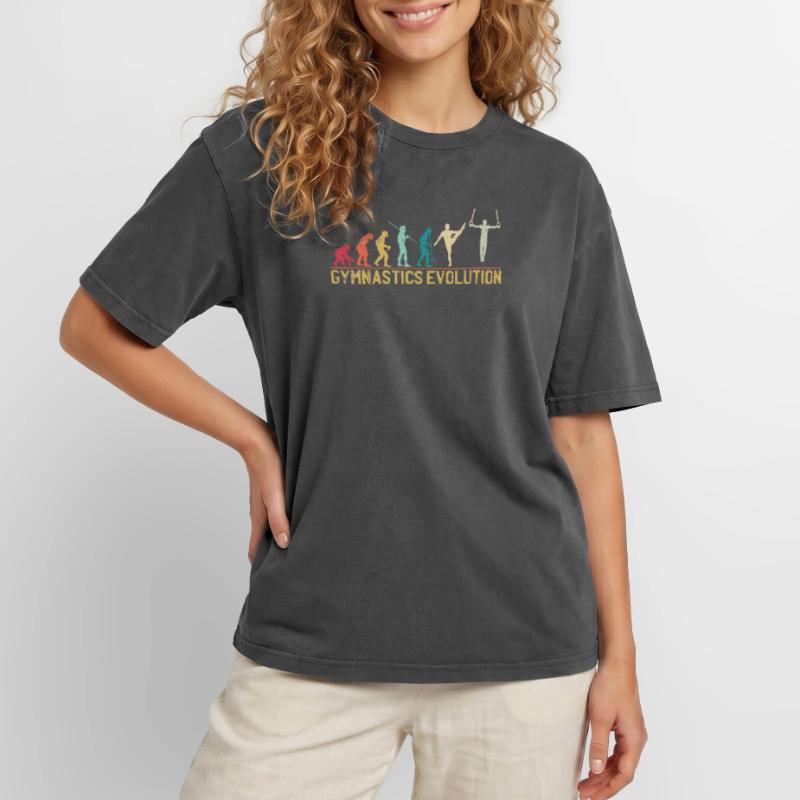 Gymnastics Evolution Graphic Tee Oversized Unisex Premium Acid-Washed T-Shirt