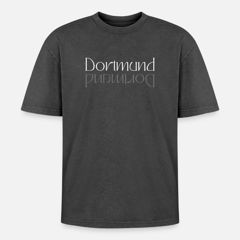 Dortmunder Wortmarken-Spiegel - Oversized Unisex Premium Acid-Washed T-Shirt - Schwarz Acid Wash