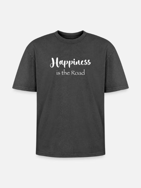 Happiness is the road - Oversized Unisex Premium Acid-Washed T-Shirt - acid washed black