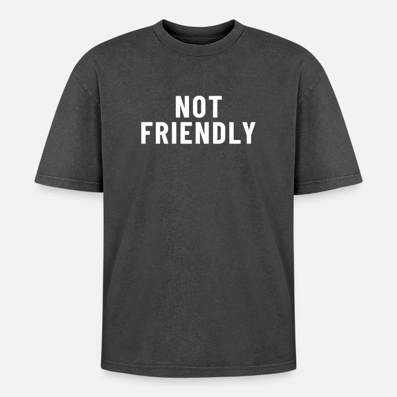not friendly - Oversized Unisex Premium Acid-Washed T-Shirt - acid washed black